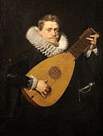 Lute Player label QS:Lit,"Suonatore di Liuto" label QS:Len,"Lute Player" 1609-1610