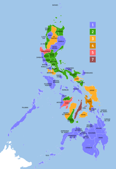 Fifth Congress representation map of the Philippines Ph congress 5.svg