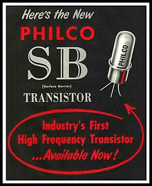 Philco Surface Barrier transistor announcement Philco SB100 surface barrier transistor ad=1955.jpg