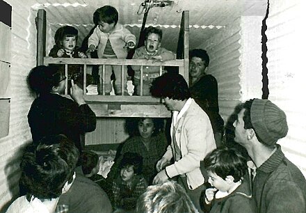 Israeli children in a bomb shelter at Kibbutz Dan during the Six-Day War