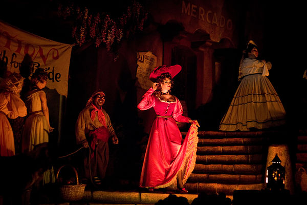 The former bride auction scene in Pirates of the Caribbean at Disneyland