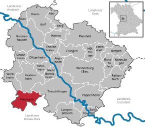 Poziția Polsingen pe harta districtului Weißenburg-Gunzenhausen