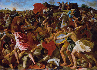 <i>Joshuas Battle against the Amalekites</i> Painting by Nicolas Poussin