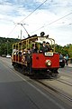 Čeština: Historický průvod tramvají k příležitosti zahájení provozu první elektrické tramvaje v Praze před 120 lety, v roce 1891 English: Historic and modern trams on public display in central part of Prague during 120th anniversary of first electric tram in the city