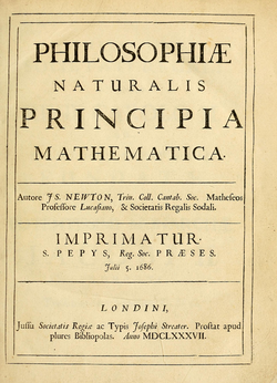 A Principia 1687. július 5-i első kiadásának címlapja