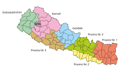 Lage des Distriktes Kalikot (dunkleres Violett) in der Provinz Karnali und in Nepal