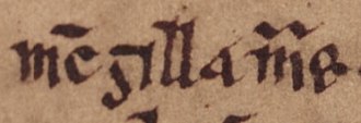 Ragnall's name as it appears on folio 25r of Oxford Bodleian Library Rawlinson B 488 (Annals of Tigernach): "Mac Gilla Muire
". Ragnall Mac Gilla Muire (Oxford Bodleian Library Rawlinson B 488, folio 25r).jpg