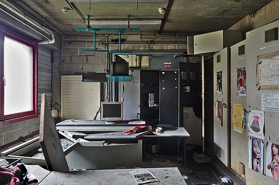 Room in the water treatment plant of an abandoned steel factory in Oupeye, Belgium