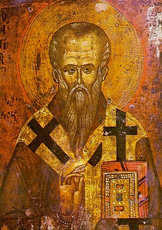 A medieval icon of Saint Clement of Ohrid, a high-ranking official of the Bulgarian Church, scholar, writer and enlightener of the Bulgarians and the Slavs Saint Clement of Ohrid (icon, 13th-14th century).jpg