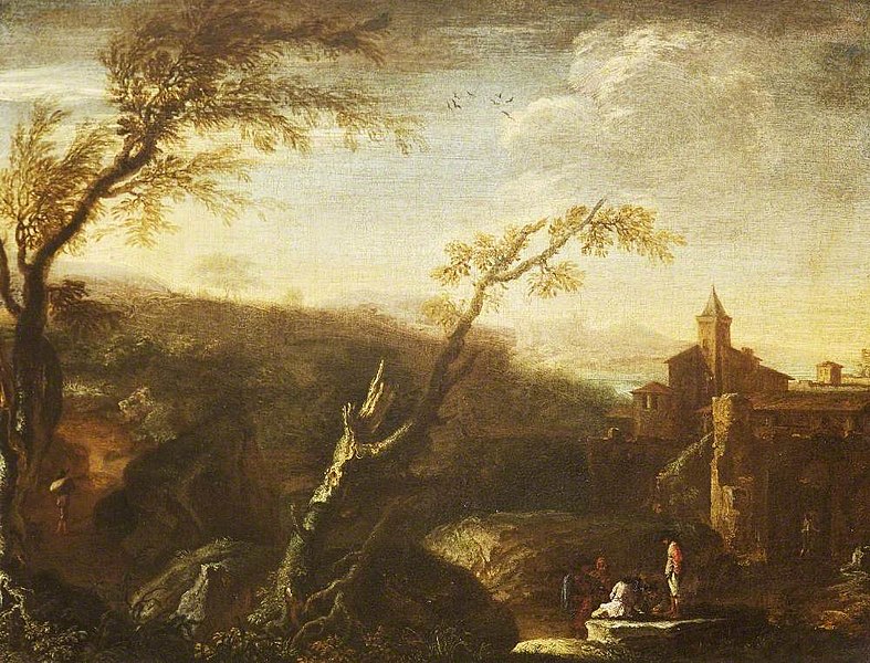 File:Salvator Rosa (1615-1673) (style of) - Italianate Landscape with Two Figures on a Rock before a Fortified Town - 732244 - National Trust.jpg