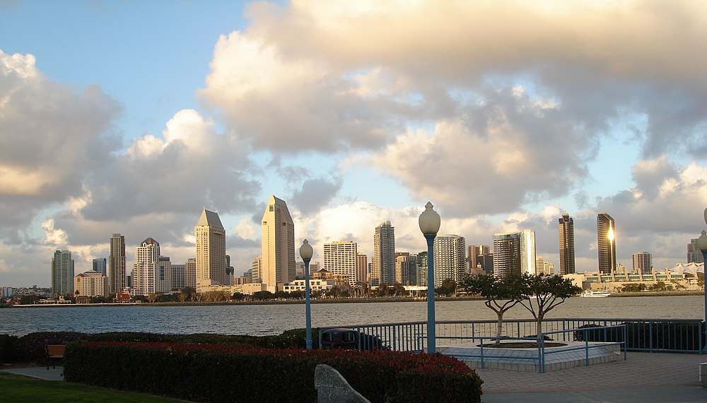 The population density of San Diego in California is 964.5 square kilometers (372.4 square miles)