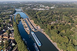 Schleusengruppe Oberhausen, Blickrichtung Westen