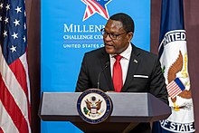 Chakwera speaks in 2022. Secretary Blinken Delivers Remarks with Malawian President Lazarus Chakwera (52391326180).jpg