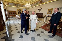 Secretary of State John Kerry and Pope Francis, 2016 Secretary Kerry Shares a Laugh With Pope Francis Following Their Meeting at the Vatican (31258192031).jpg