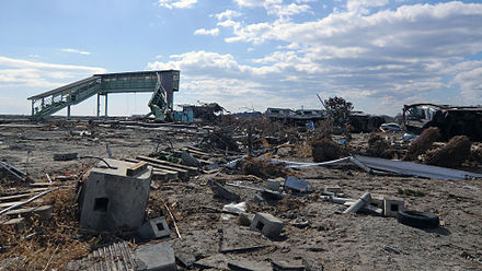 Wreckage at a railway station destroyed during the 2011 earthquake and tsunami.