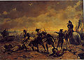 Республиканские войска наблюдают за отплытием разбитых роялистов на английски кораблях. Битва при Кибероне (1795).