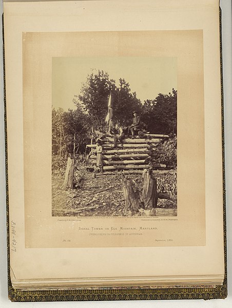 File:Signal tower on Elk Mountain, Maryland, overlooking battlefield of Antietam - negative by T.H. O'Sullivan ; positive by A. Gardner. LCCN2006685375.jpg