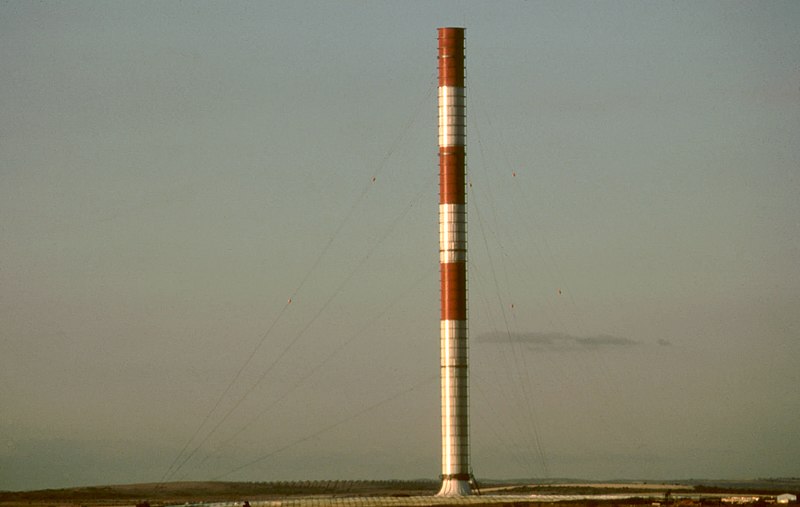 File:SolarChimneyManzanares view from 8km south direction.JPG