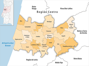 Mapa podoblasti regionu Coimbra