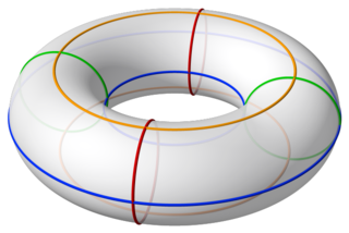 <span class="mw-page-title-main">Torus</span> Doughnut-shaped surface of revolution