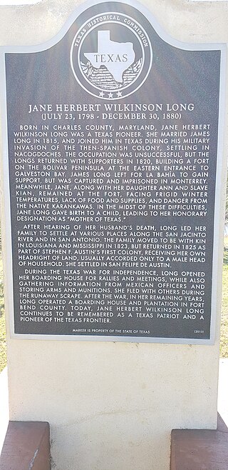 <span class="mw-page-title-main">Jane Herbert Wilkinson Long</span> "Mother of Texas"