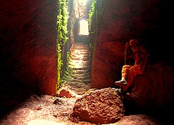 Red ocher in Kamalgad fort The path to enlightenment.jpg