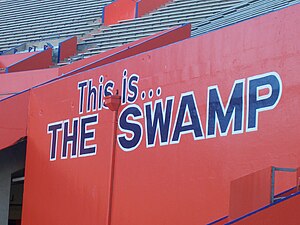 The Florida Gators have been featured on GameDay 42 times, which makes them third in most total appearances. Theswamp.jpg