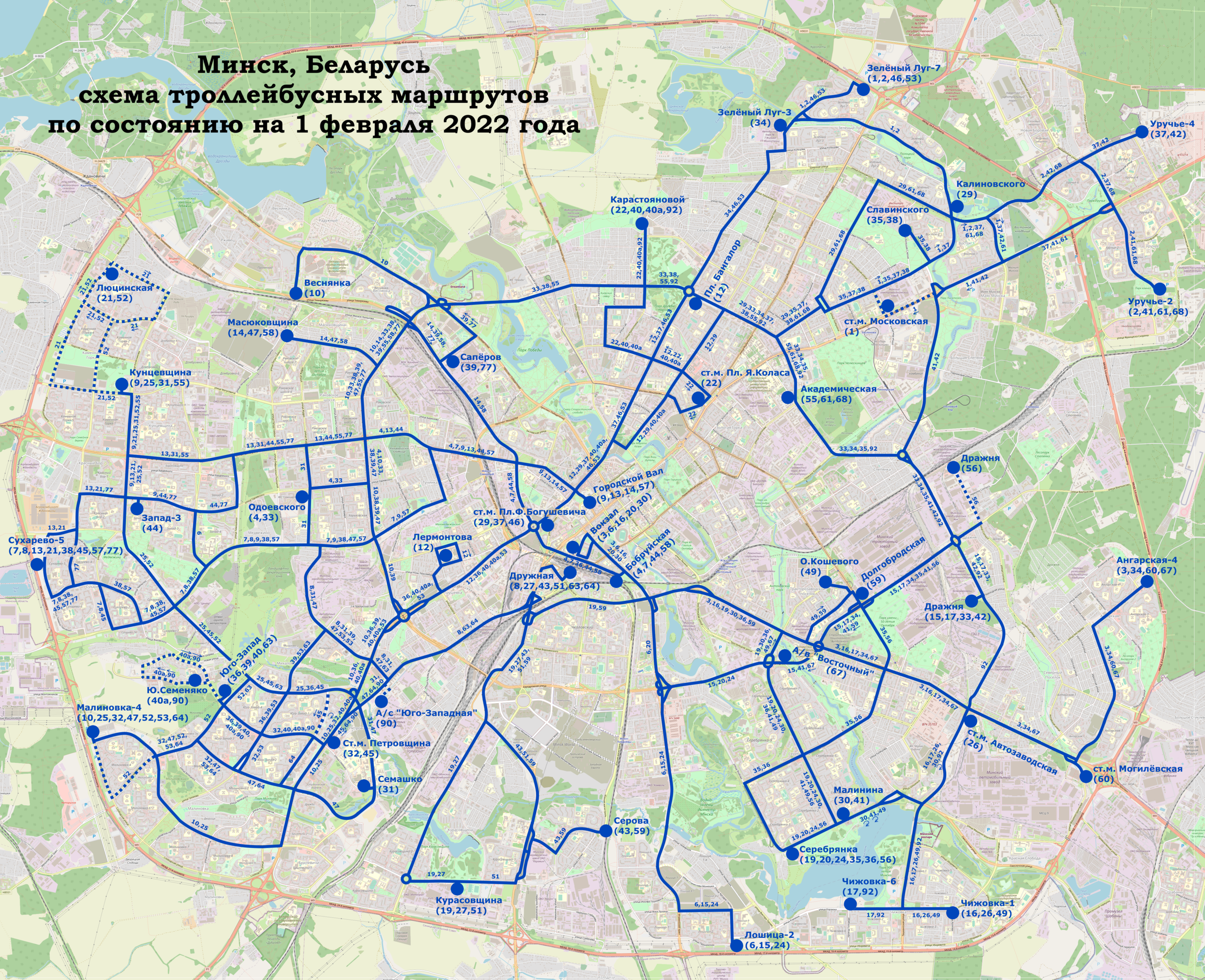 Bus 944 Route Map File:trolleybus Map Of Minsk (Belarus), February 2022.Png - Wikimedia  Commons