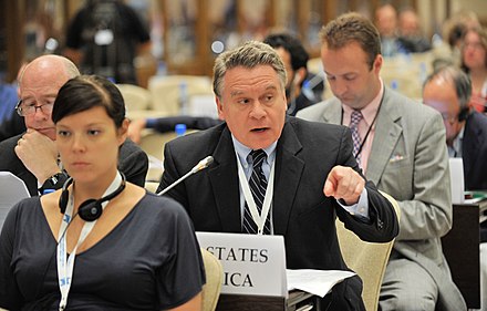 U.S. Congressman Chris Smith presented a resolution at the OSCE Parliamentary Assembly as Special Representative on Human Trafficking Issues.