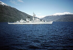 The Dahlgren in 1991 in the Strait of Magellan