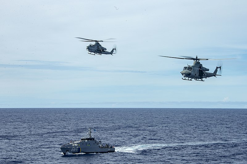 File:US Choppers fly above the Guardian class patrol vessel PSS President H.I. Remeliik II - 210227-M-VT174-0008.jpg