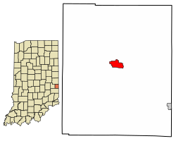 Location of Liberty in Union County, Indiana.