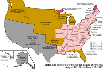 An enlargeable map of the United States after Missouri was admitted to the Union on August 10, 1821. United States 1821-08-1822.png