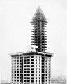 Upper portion of the main building including the steel frame work and infrastructure of the tower and cone at the Smith Tower (SEATTLE 4958).jpg