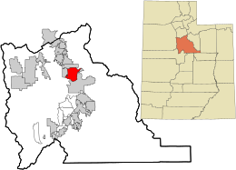 Localização no condado de Utah e no estado de Utah