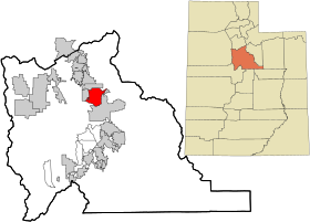 Utah County Utah incorporated and unincorporated areas Orem highlighted.svg