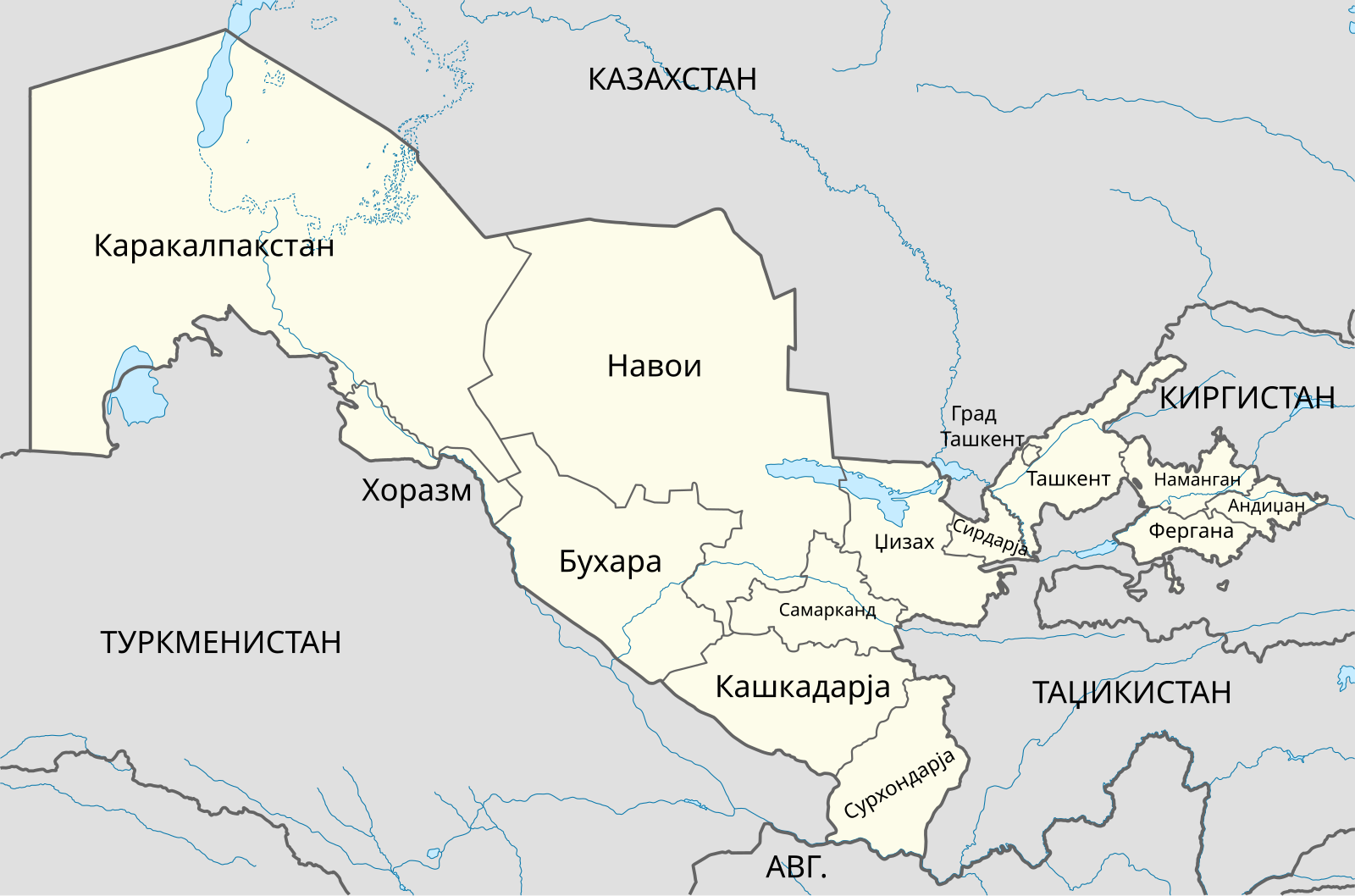 Карта Хорезмской области Узбекистана. Карта Узбекистана на русском языке с городами подробная. Карта Узбекистана с городами на русском языке.