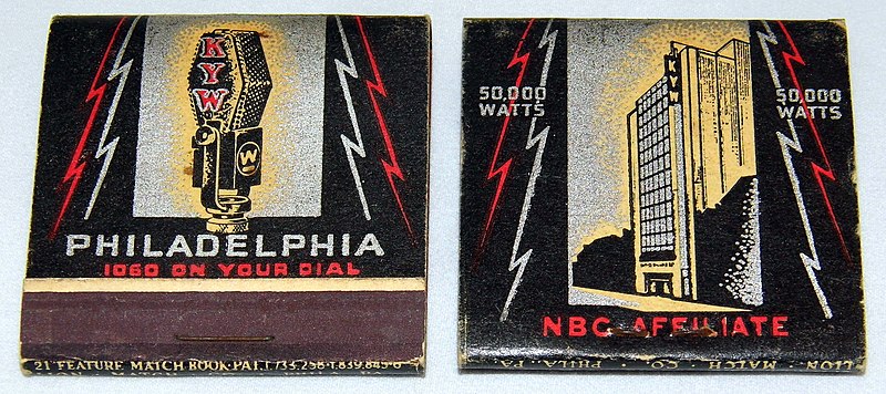 File:Vintage Radio Station KYW Matchbooks, Philadelphia, 1060 On Your Dial, NBC Affiliate, Westinghouse Radio Stations, Inc. (24335035062).jpg