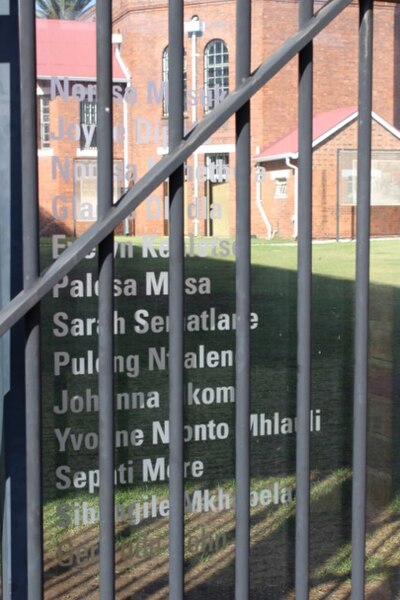 File:Windows listing some of the inmates, Womens Gaol Constitutional Hill 2.jpg