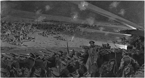 Russian infantry repels a night German attack on the Vistula