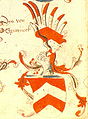Scaglionato di rosso e d'argento di quattro pezzi (stemma della famiglia von Sparneck). Si può considerare composto da due zone in forma di scaglione sovrapposte, ciascuna troncata in scaglione di rosso e d'argento.