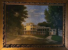 The 1898 Frank Airie painting of the north side of the mansion. This painting hung in the dining room 1898 Frank Airey Painting of Kennedy Mansion.jpg