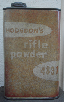 Specification 4831 packaged for retail distribution circa 1960. 1960s nitrocellulose rifle propellant canister.png