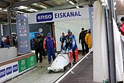 Deutsch: Bob-Europacup 2018/19; Station 1 in Altenberg, 2er-Rennen Nummer 1, Lauf 1 English: Bobsleigh Europe Cup 2018-19 in Altenberg - 2-man Race 1, first run