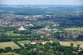 Dülmen, Kreis Coesfeld, NRW. Luftaufnahme vom Süden der Stadt. Das Bild entstand während des Münsterland-Fotoflugs am 1. Juni 2014. Hinweis: Die Aufnahme wurde aus dem Flugzeug durch eine Glasscheibe hindurch fotografiert.