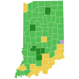 2016 Indiana Democratic Presidential Primary election by county.svg