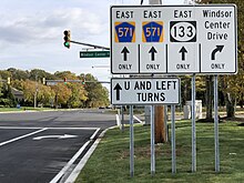 The junction of Route 133 and County Route 571 in East Windsor Township 2020-11-03 13 19 05 View east along Mercer County Route 571 (Princeton-Hightstown Road) at New Jersey State Route 133 (Hightstown Bypass) and Windsor Center Drive in East Windsor Township, Mercer County, New Jersey.jpg