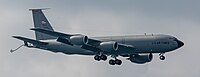 A KC-135R Stratotanker, tail number 62-3565, on final approach at Kadena Air Base in Okinawa, Japan in March 2020. It is assigned to the 909th Air Refueling Squadron at Kadena AB.