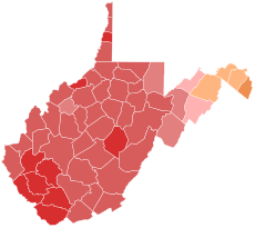 Results by county:
Justice
40-50%
50-60%
60-70%
70-80%
Mooney
40-50%
60-70% 2024 West Virginia Republican Senate primary results by county map.svg