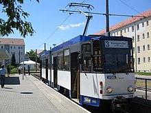 Straßenbahn an der Endhaltestelle Weinhübel